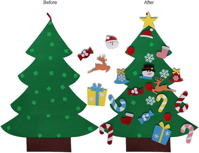 AerWo DIY Felt Christmas Tree Set + 26pcs Detachable Ornaments, Kids Wall Hanging Xmas Gifts for ... | Amazon (US)