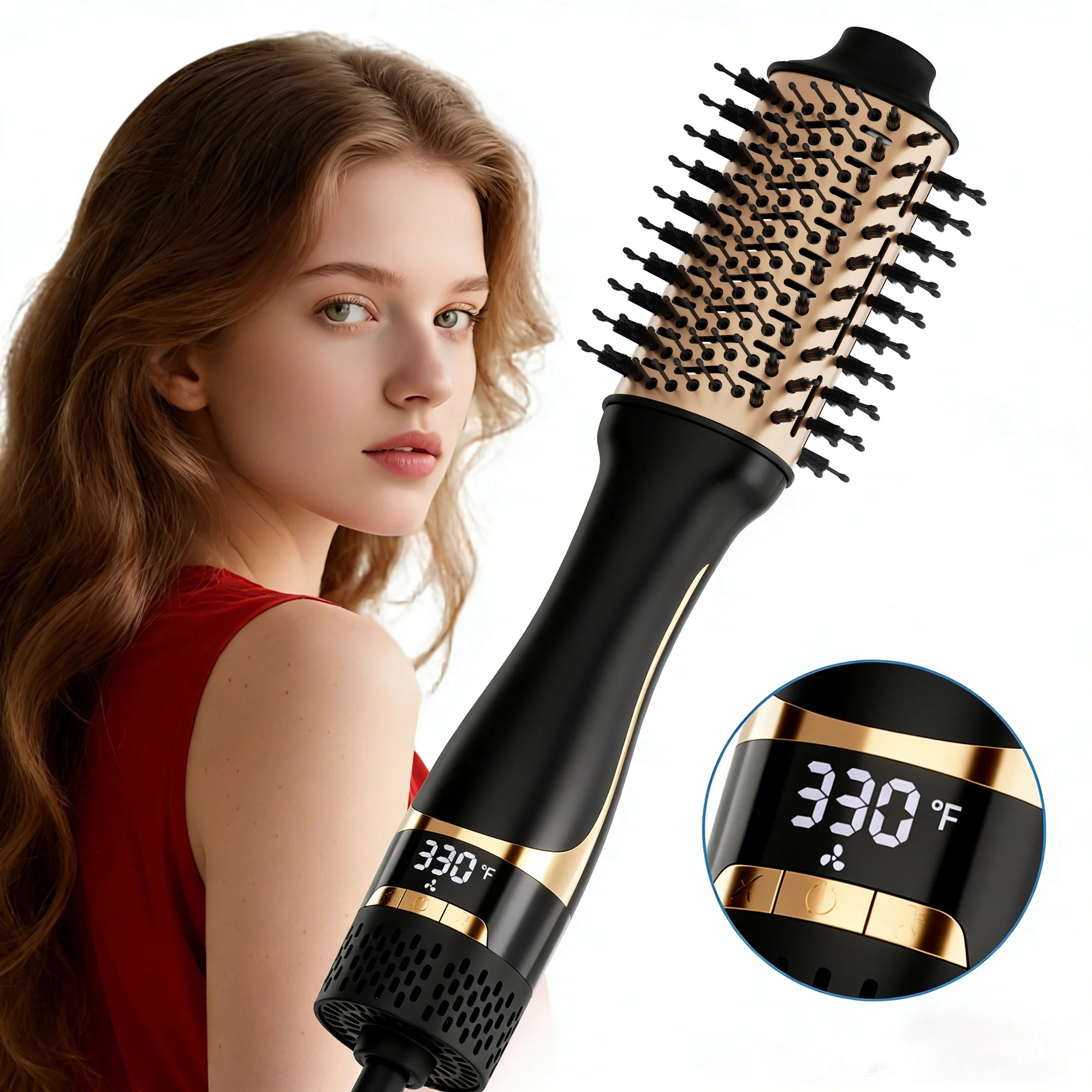 SKIMI Hair Dryer Brush, Hot Air Brush Digital Display, Blow Dryer Brush Ceramic Barrel, Curling B... | Walmart (US)
