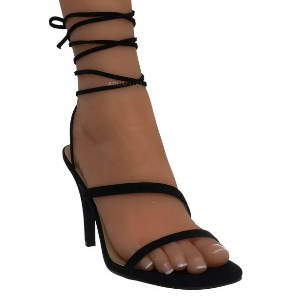 Lace Up Strappy High Heel Sandal - Women Leg Wrap Shoes | Walmart (US)
