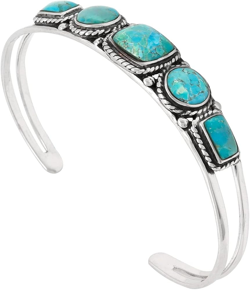 Turquoise Bracelet Sterling Silver 925 Genuine Turquoise Cuff Bracelet | Amazon (US)