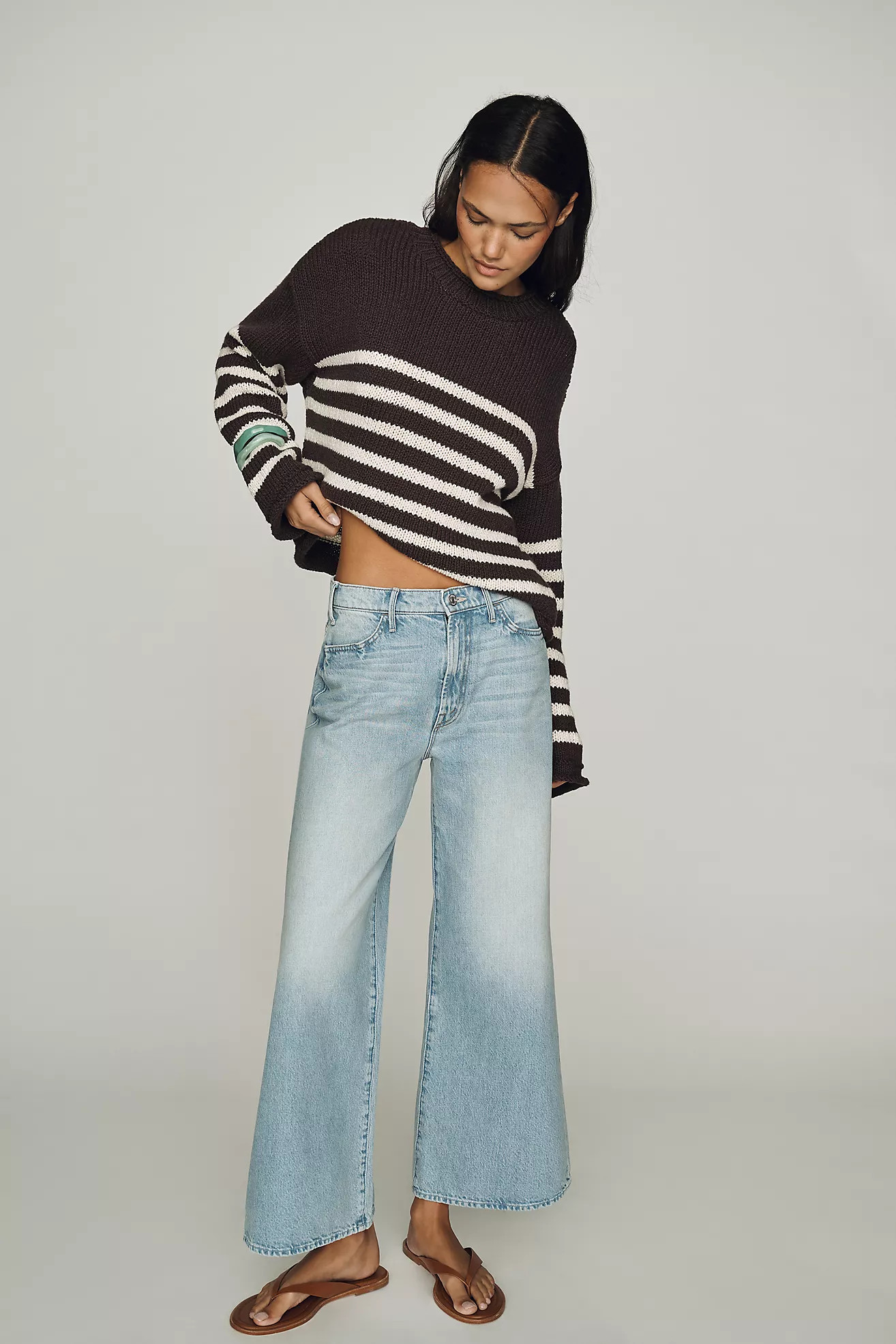 MOTHER Hustler Roller Ankle High-Rise Wide-Leg Jeans | Anthropologie (US)