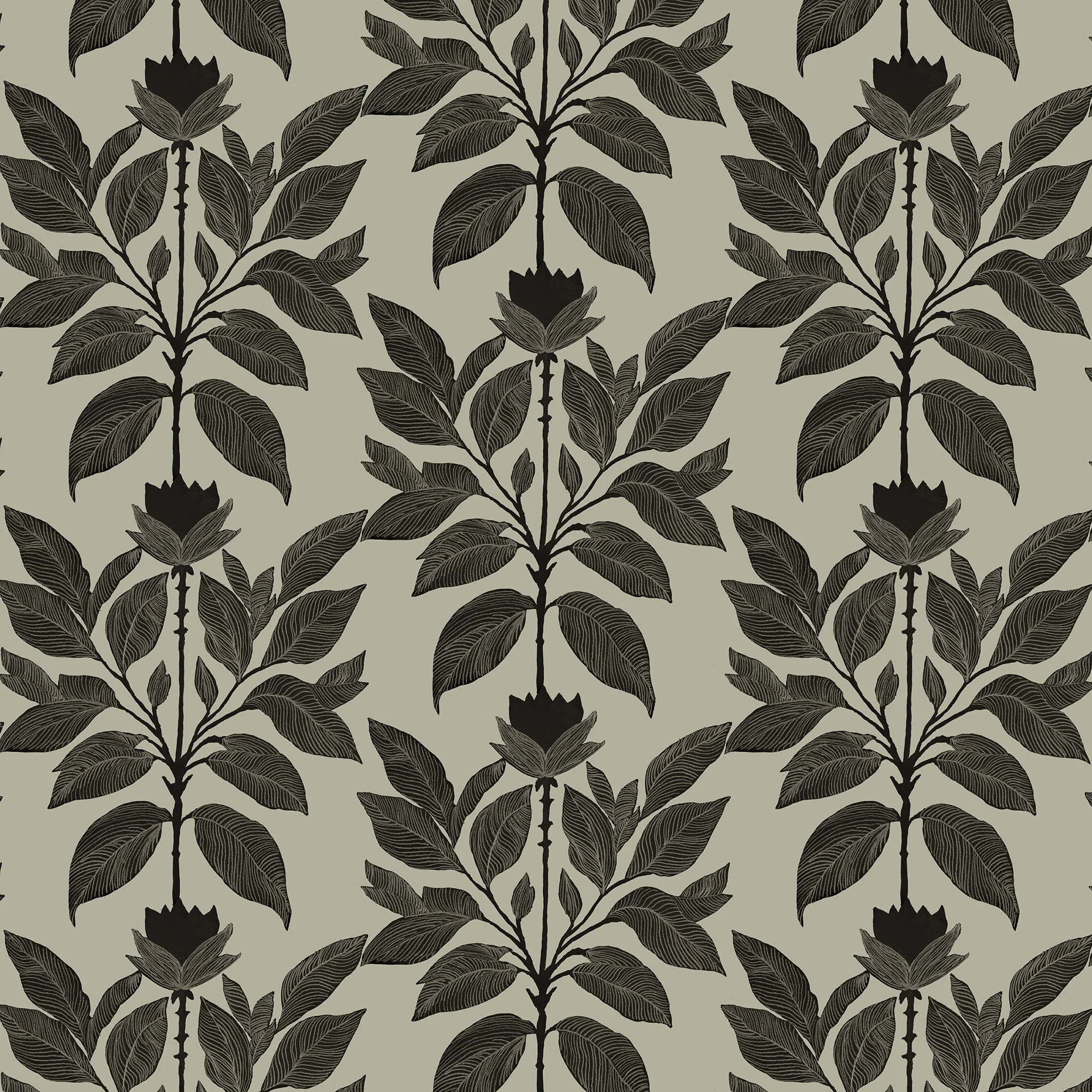 Wayward Petal - Driftwood Taupe Floral Wallpaper | Mitchell Black