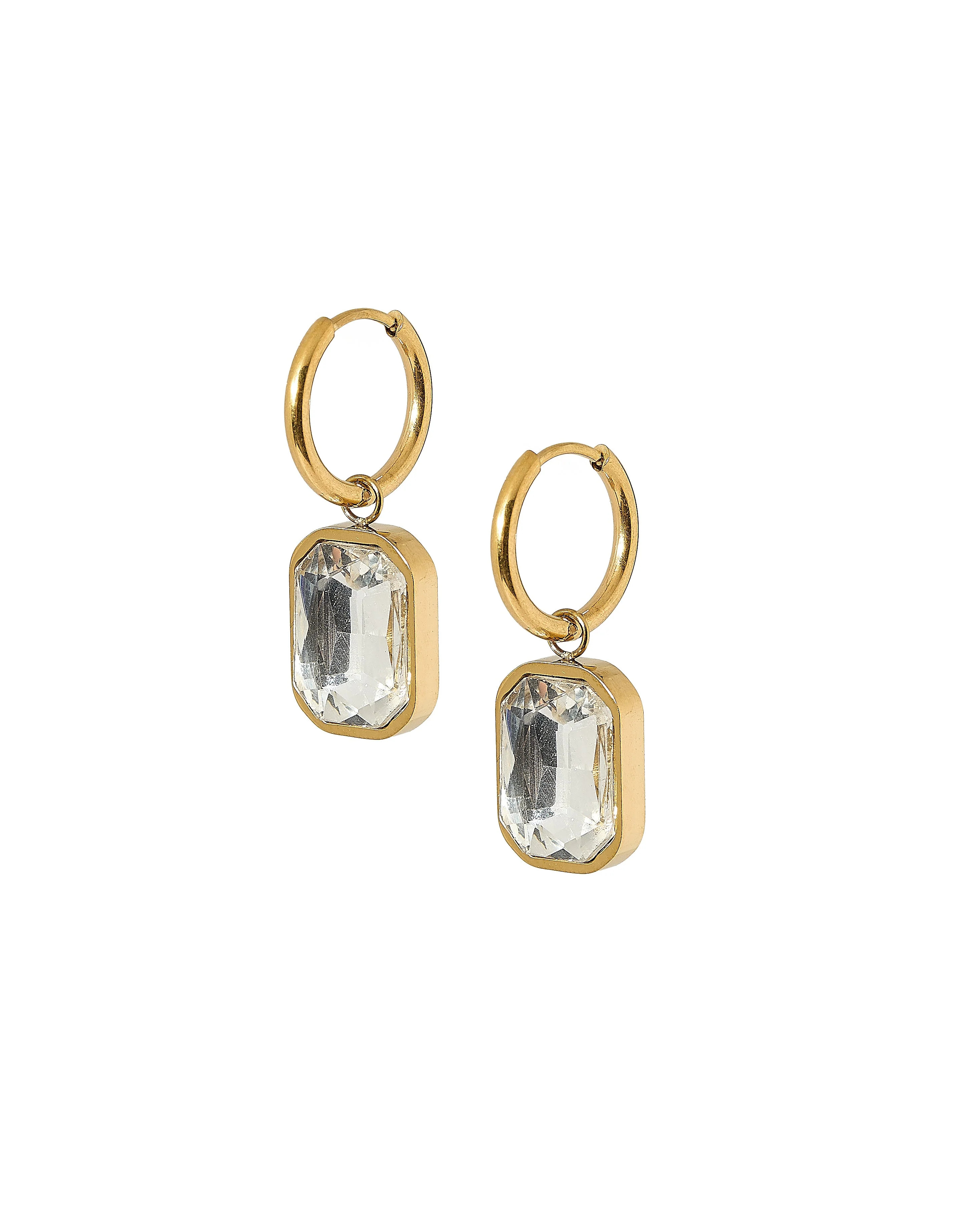 Huggie Charm Earrings - Diana Clear | LINNY CO LLC
