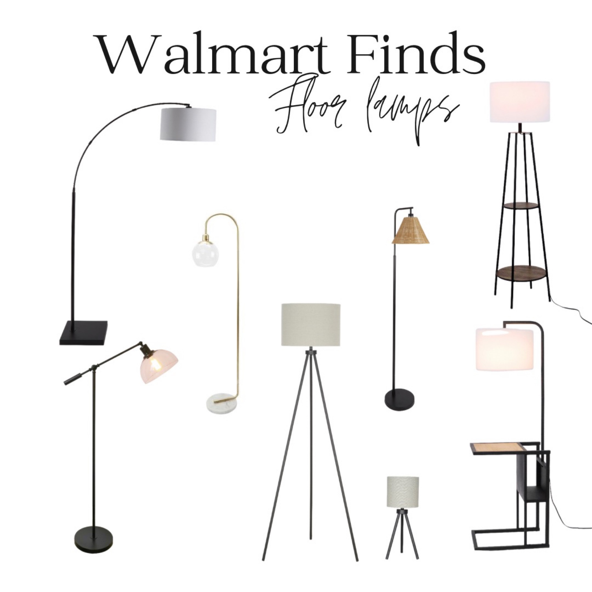 Stylish floor lamps all under $110! I use a few of these on repeat in my designs! Big style for a bargain! These are great when you need some light, but don’t have room for an end table. So good next to a sectional! 
#lighting #floorlamps #walmartfinds #walmart #ballinonabudget #interiordesign #homedecor #lamps #homestyle #cheapdecor

#LTKhome #LTKstyletip #LTKFind