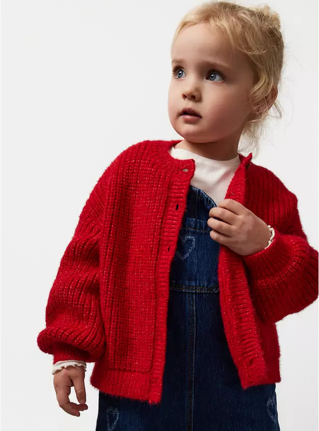Red Crew Neck Knitted Cardigan 6 years | Tu Clothing