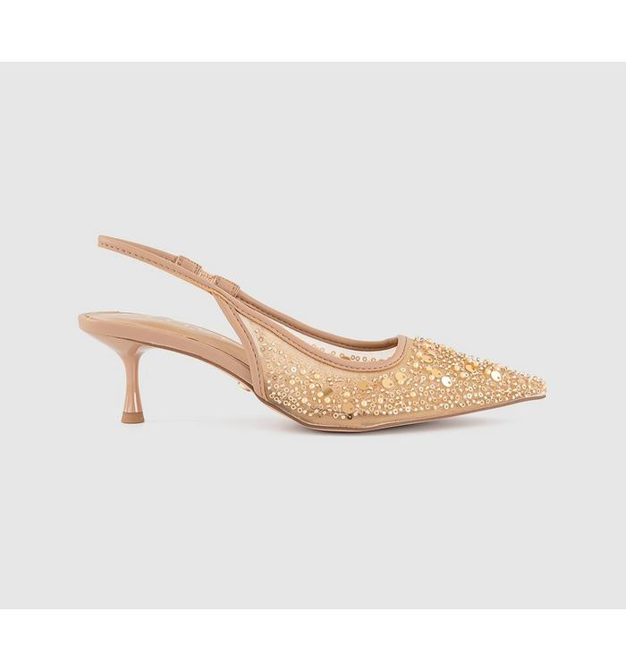 Maddie Embellished Point Court  Kitten Heel | Office Shoes (UK)