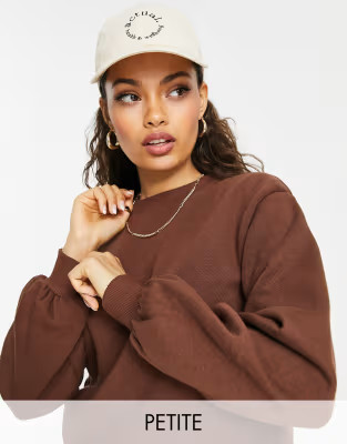 Threadbare Petite Dixie oversized sweater in chocolate brown | ASOS (Global)