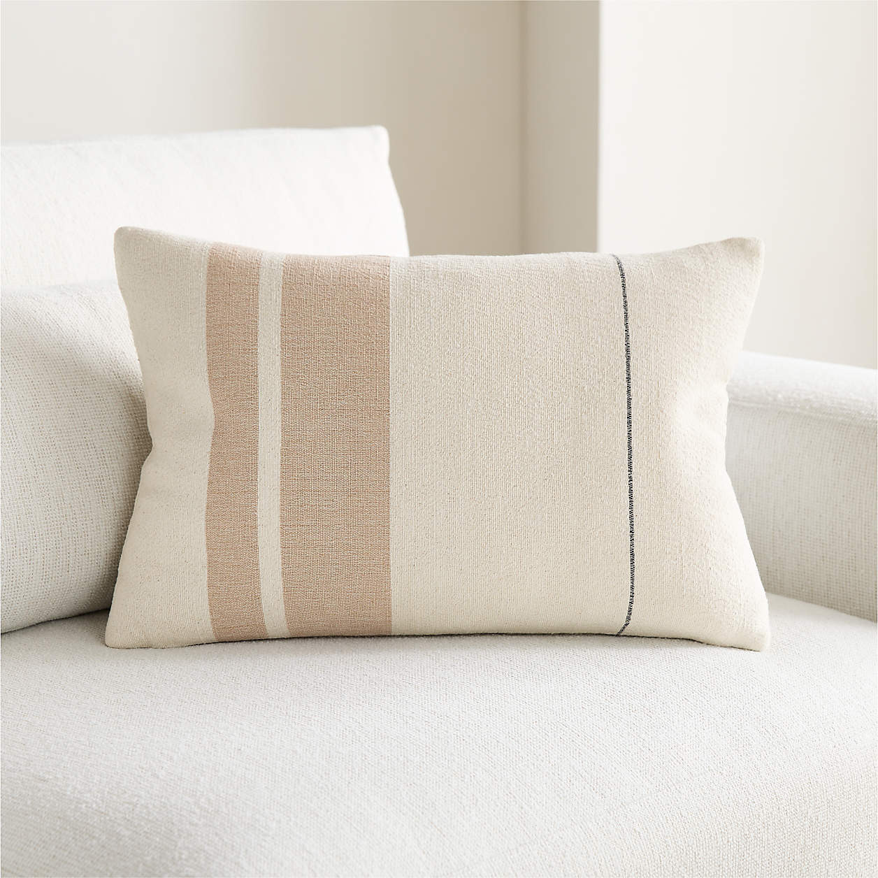Charlie Colorblock 22"x15" Warm Sand Beige Throw Pillow with Down-Alternative Insert + Reviews | ... | Crate & Barrel