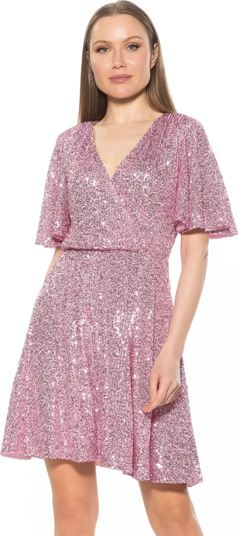 Alexia Admor Oakless Sequin Flutter Sleeve Fit & Flare Dress | Nordstromrack | Nordstrom Rack