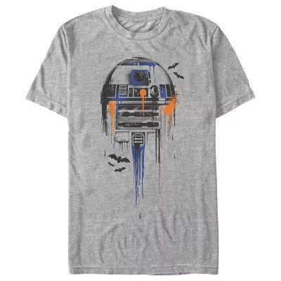 Men's Star Wars Halloween R2-D2 Bats  T-Shirt - Athletic Heather - 2X Large | Target
