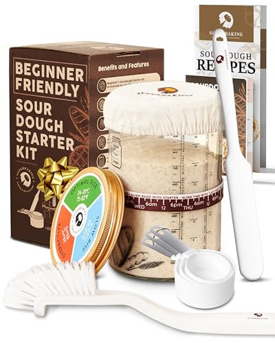 Superbaking Sourdough Starter Jar, Beginner Friendly Sourdough Starter Kit with 34oz Wide Mouth Glass Jar, Sour Dough Container with Guide & Recipes, Sourdough Bread Baking Gift, Sourdough Jar, Crock | Amazon (US)