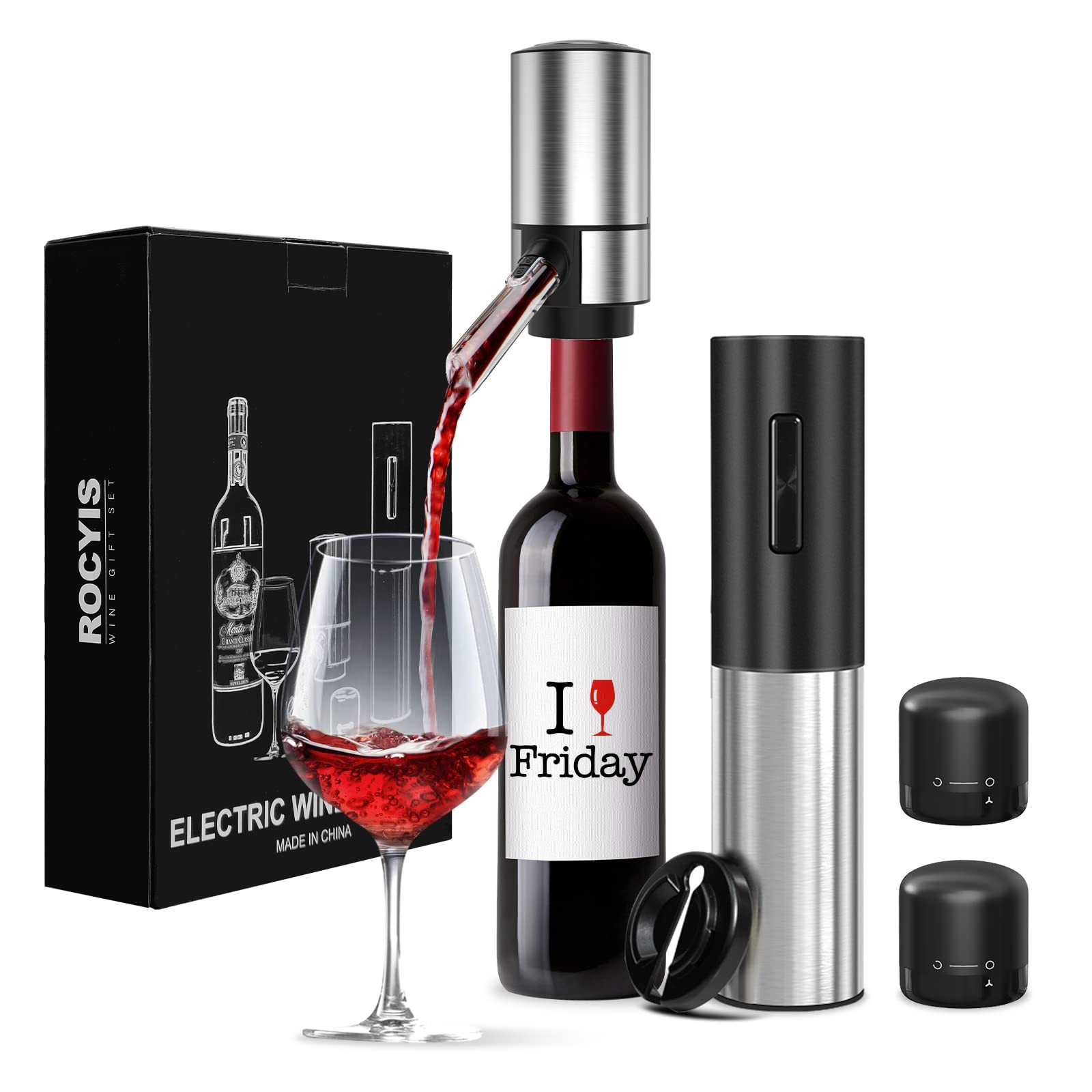 Electric Wine Opener-Rocyis Wine Gift Set-Electric Wine Aerator Pourer-Wine Dispenser Battery Ope... | Amazon (US)