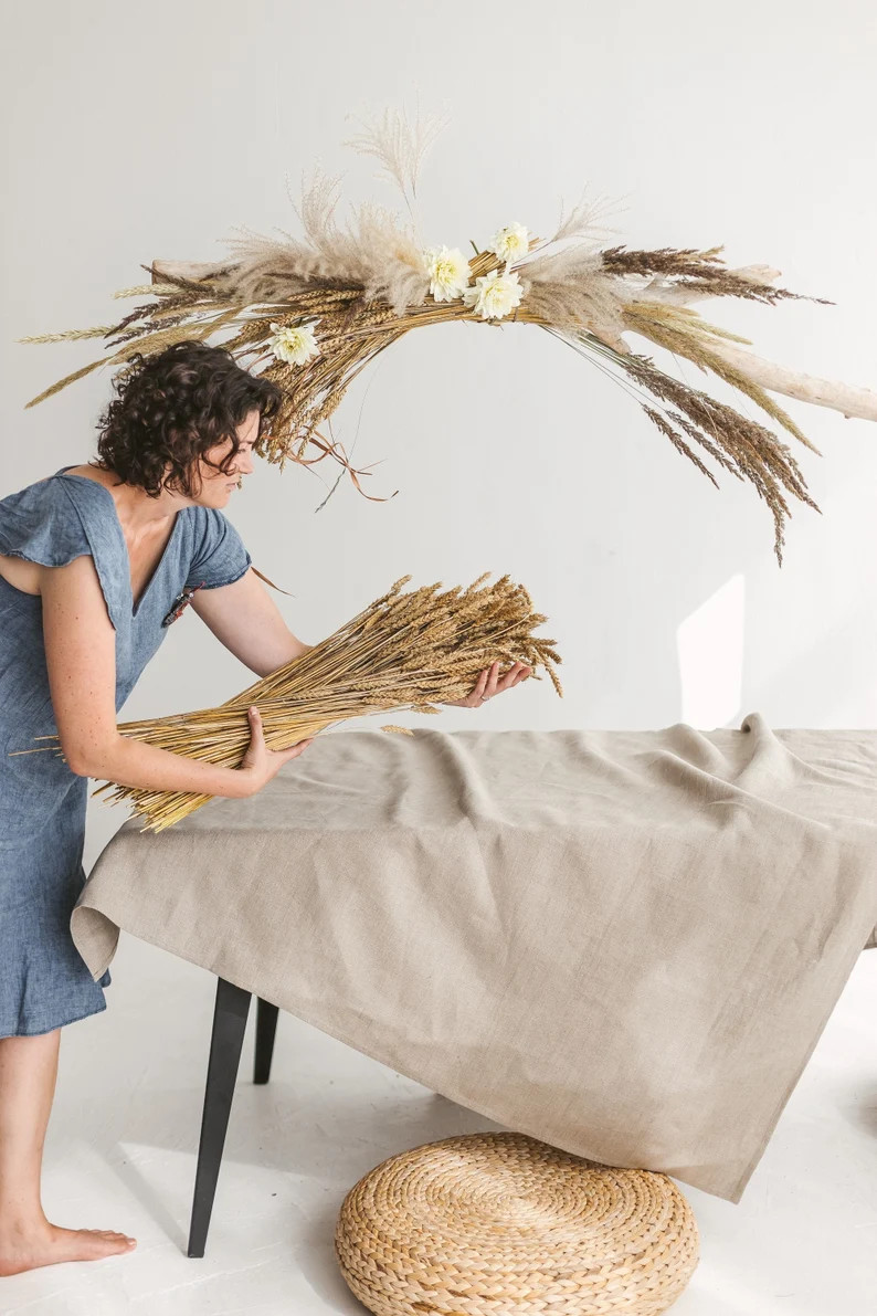 Natural Linen Tablecloth. Outdoor Square, Rectangular Table Cloth for Wedding, Holiday, Farmhouse... | Etsy (US)