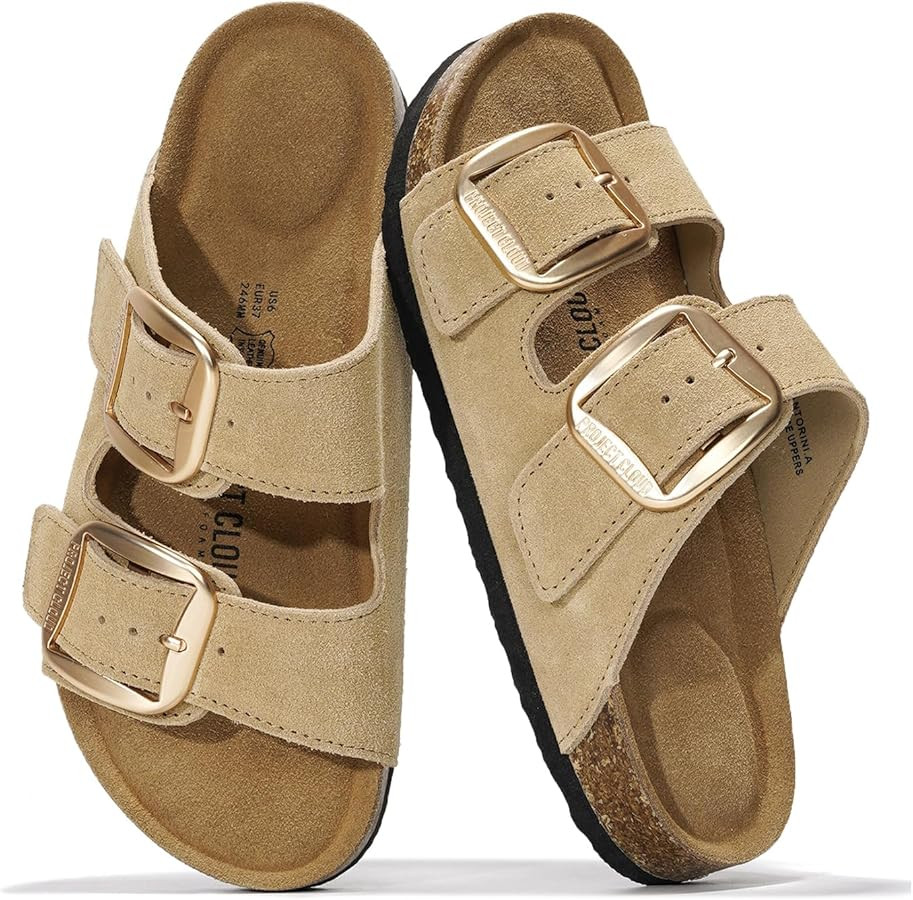 Project Cloud Genuine Leather Flat Sandals for Women 2025 Comfortable Beach Essentials Womens San... | Amazon (US)