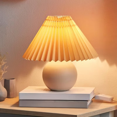 Brightech Serena Mid-Century (Includes LED Light Bulb) Round Table Lamp Beige Ceramic: Matte Fini... | Target