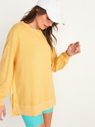 Vintage Long-Sleeve Garment-Dyed French-Terry Tunic Sweatshirt for Women | Old Navy (US)