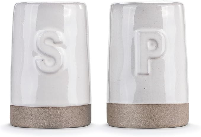 DEMDACO Gather Round Modern Design Trendy White 2 x 3 Stoneware Salt And Pepper Shaker Set | Amazon (US)