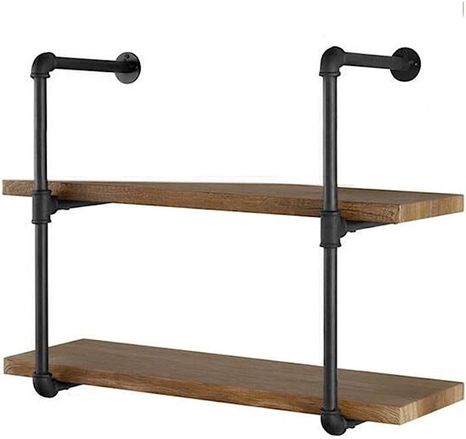 Yuanshikj 2Pc (28" Tall 12" deep,3/4") Industrial Wall Mount Iron Pipe Shelf Shelves Shelving Bra... | Amazon (US)