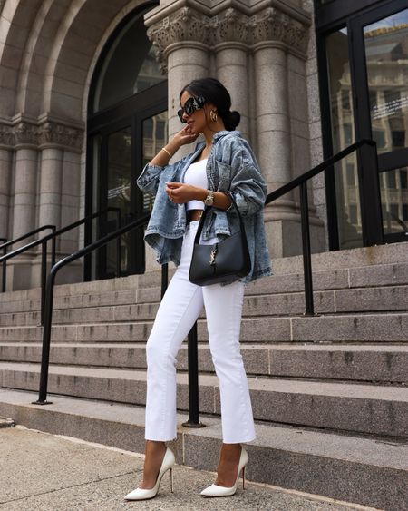 Casual summer outfit / 4th of July outfit 
Good American white jeans wearing a 0
Free people denim jacket
Susana Monaco white tube top  

#LTKFindsUnder100 #LTKFindsUnder50 #LTKStyleTip