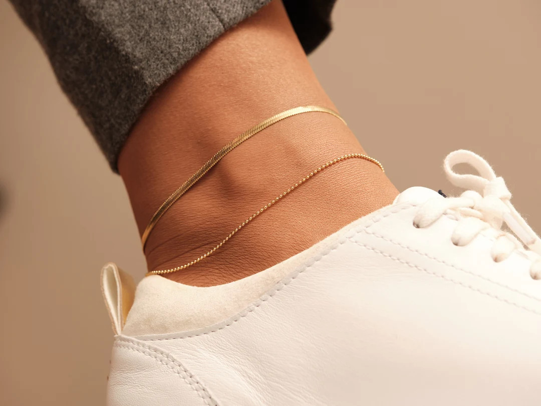18K Gold Anklets, Gold Double Layers Anklet, Layered Anklet, Layering Anklet, Anklet Bracelet, Go... | Etsy (US)