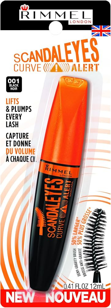 Rimmel London Scandaleyes Curve Alert Mascara, Volumizing, Curls, Plumps, 001, Black, 0.41oz | Amazon (US)
