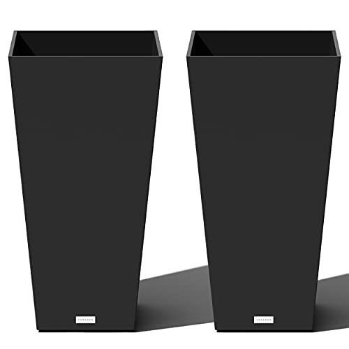 Veradek V-Resin Indoor/Outdoor Taper Planter, Set of 2 (30 inch, Black) | Amazon (US)