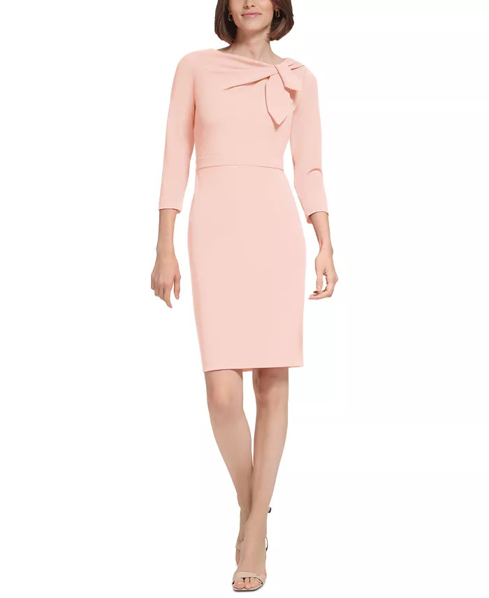 Women's Bow-Neck 3/4-Sleeve Sheath Dress | Macy's