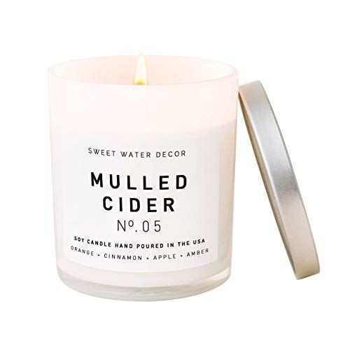Amazon.com: Sweet Water Decor Mulled Cider Candle | Apple, Cinnamon, Cranberries, and Orange Fall... | Amazon (US)