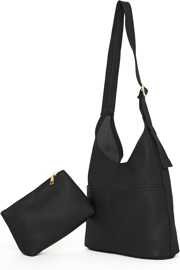 Slouchy Hobo Bags for Women - Soft Vegan Leather Large Tote Handbag with Coin Purse, Trendy Cross... | Amazon (US)