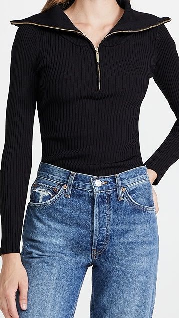 Aguilera Half Zip Thong Bodysuit | Shopbop