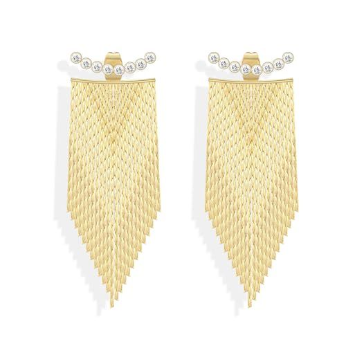 Ritach Gold Tassel Dangle Earrings for Women 925 Sterling Silver Post Long Dangle Statement Earri... | Amazon (US)