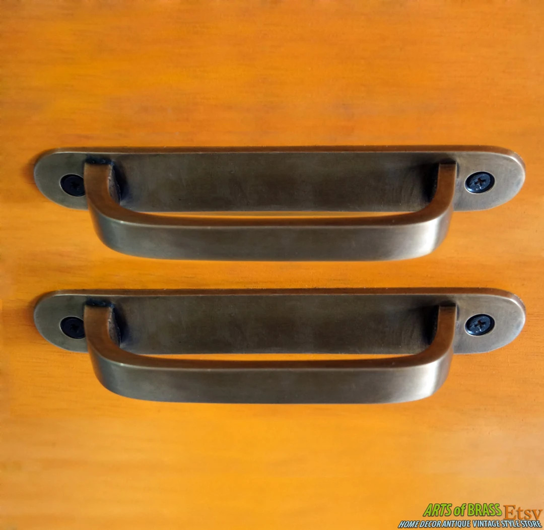 Lot of 2 Pcs SMOOTH RETRO Vintage Solid Brass CLOSETS Antique Cabinet Door Drawer Pull - Etsy | Etsy (US)