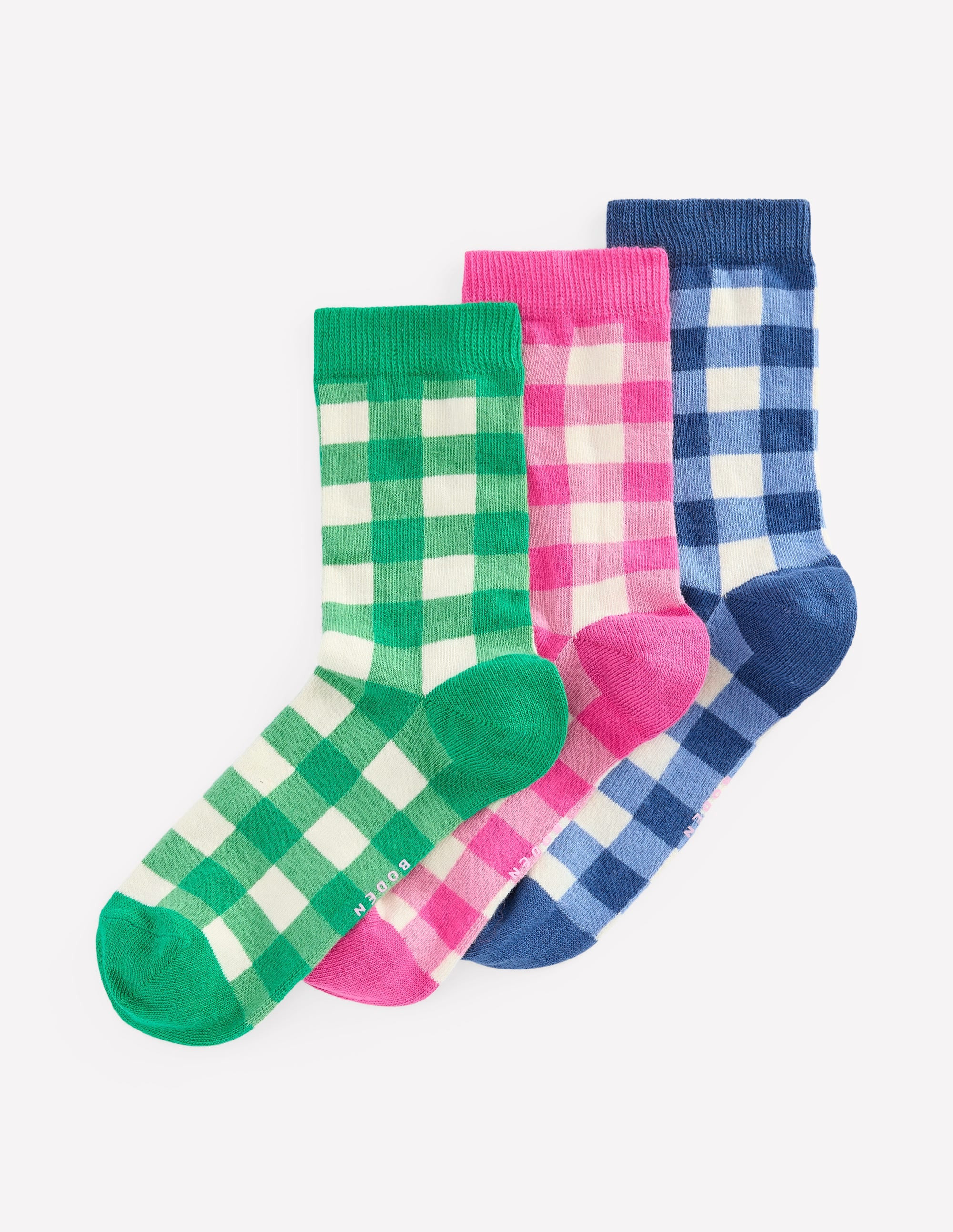 Gingham 3 Pack Socks-Gingham 3 Pack | Boden (US)