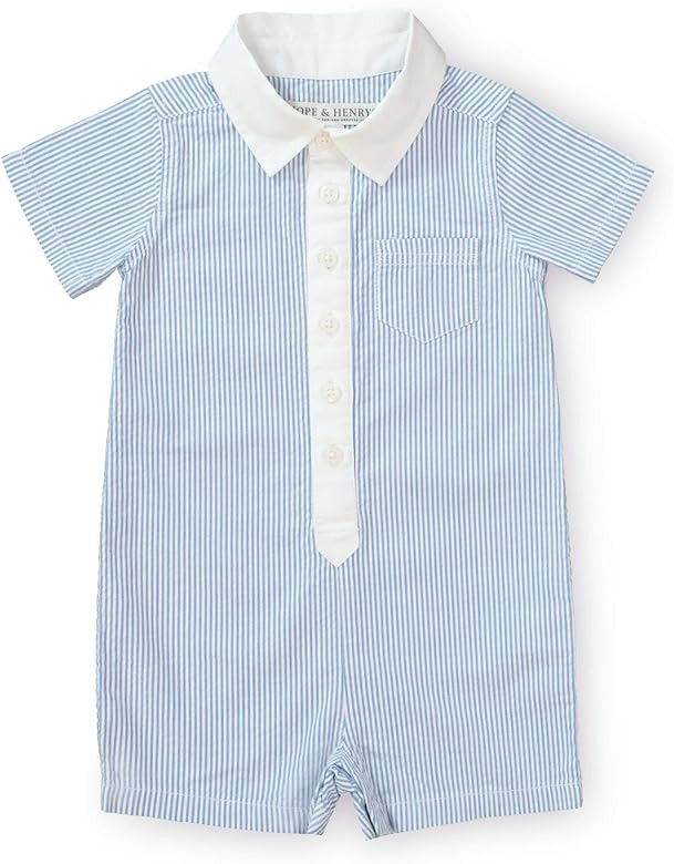 Hope & Henry Layette Organic Cotton Woven Button Front Romper | Amazon (US)