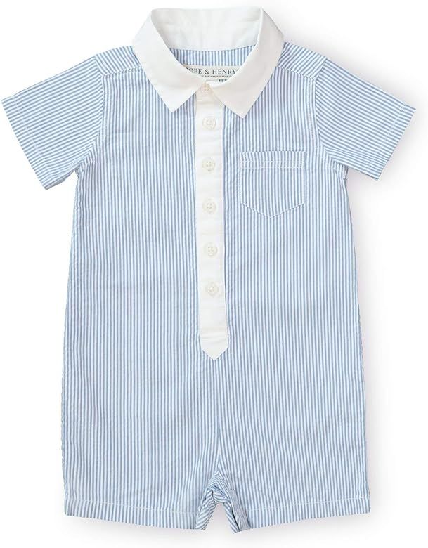 Hope & Henry Layette Organic Cotton Woven Button Front Romper | Amazon (US)