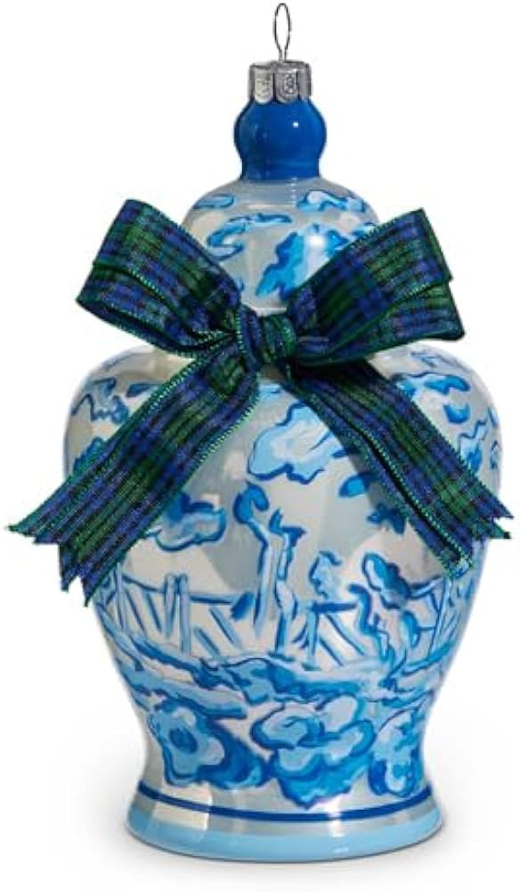 Raz Imports Ginger Jar with Black Watch Bow Hanging Ornament, 6-inch Height, Christmas Holiday De... | Amazon (US)