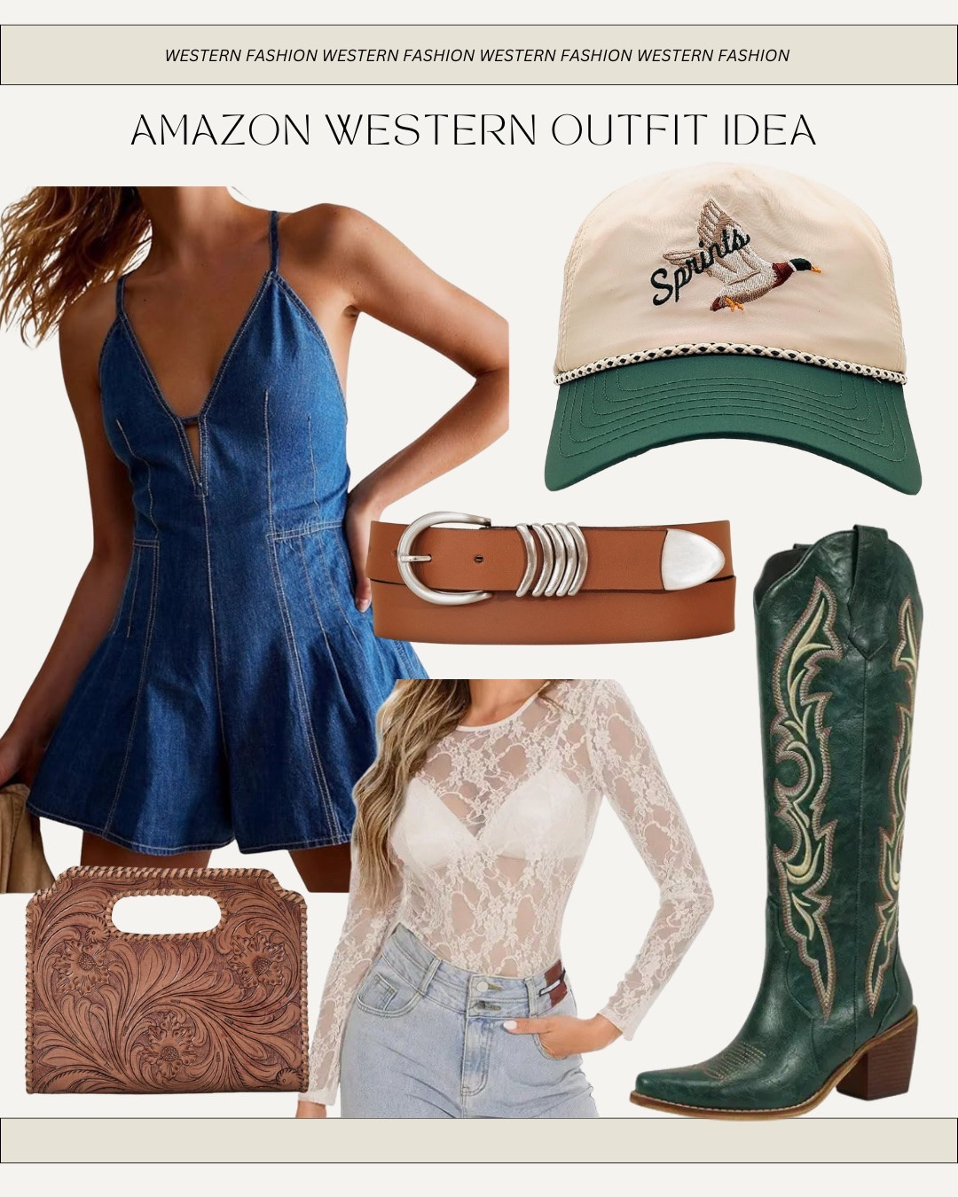 Amazon western fashion - denim romper - cowgirl boots - hats -
Prime day - country concert outfit idea

#LTKgrwm #LTKootd