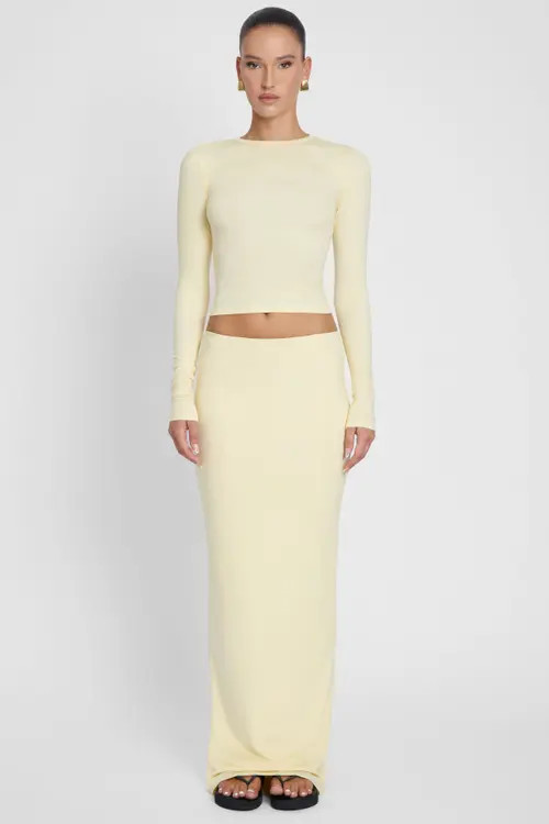 LEAU Everyday Jersey Maxi Skirt in Butter Yellow at Nordstrom, Size X-Small | Nordstrom