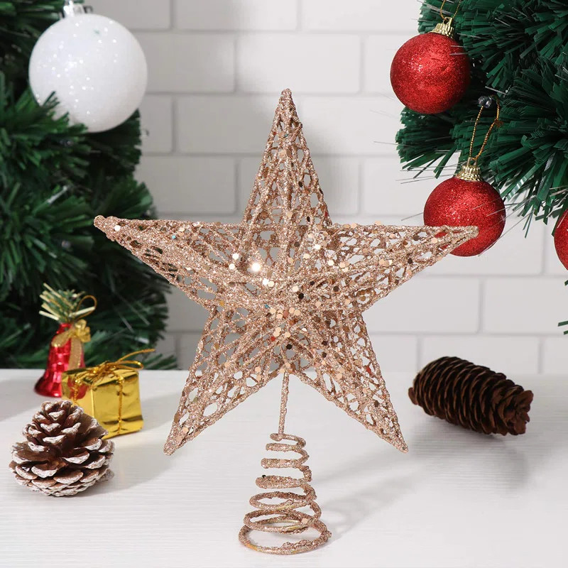 Christmas Tree Gold Rose Ornaments Decorations Topper For Decoration-20Cm Christmas Tree Iron Sta... | Wayfair North America