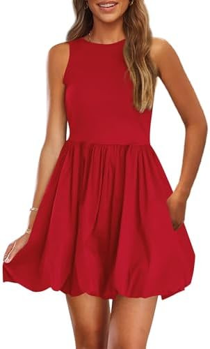 PRETTYGARDEN Summer Dresses for Women 2026 Casual Sleeveless Tank Mini Short Dress Crew Neck Bubb... | Amazon (US)