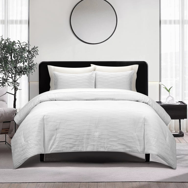 Better Homes & Gardens 7 Piece Crinkle Pleated Bed in a Bag Comforter Set with Sheets, King | Walmart (US)