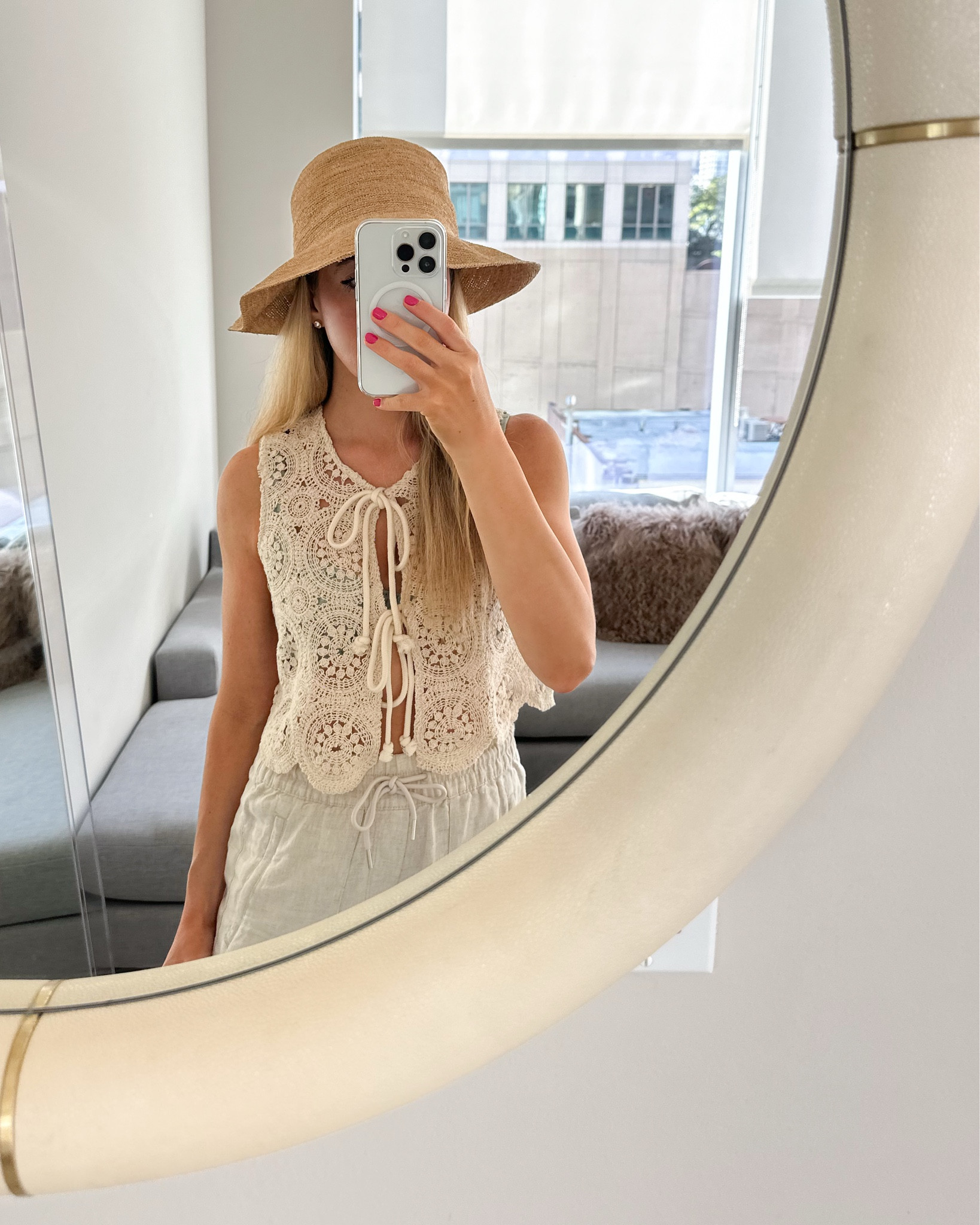 Italy: Daily Outfit- boat day 

Italian Coast Outfit Idea: A stylish boat day look featuring a sun hat, crochet cover-up, and linen pants — perfect for warm weather travel, coastal adventures, or summer vacations in Italy.


linen pants, neutral summer outfit, warm weather, travel outfit, beach day, boat outfit, crochet coverup, euro travel, summer fashion, resort wear 

#LTKTravel #LTKSwim #LTKStyleTip