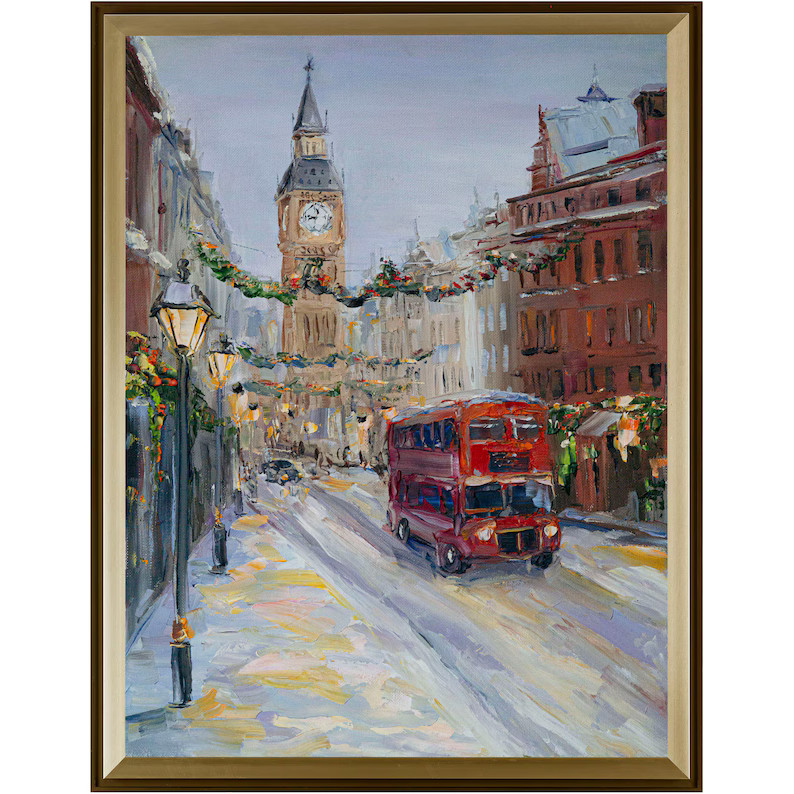 Christmas in London, Westminster cityscape. Original oil painting. | Etsy (US)