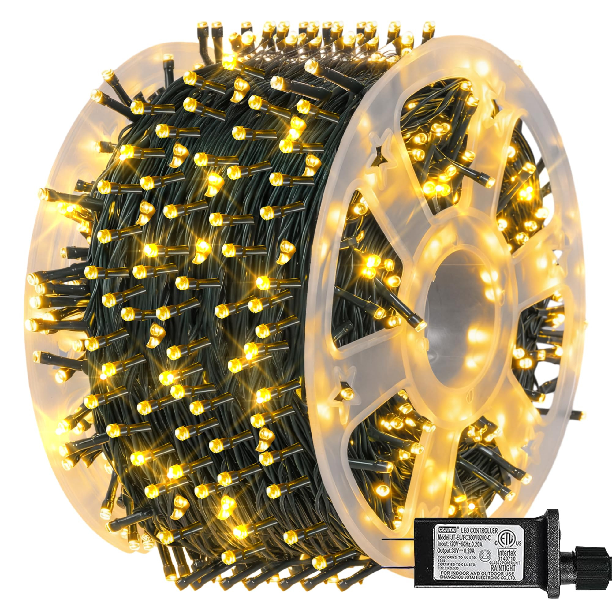 Dazzle Bright 164 FT 500 LED Christmas String Lights, Waterproof Green Wire String Lights with 8 ... | Amazon (US)