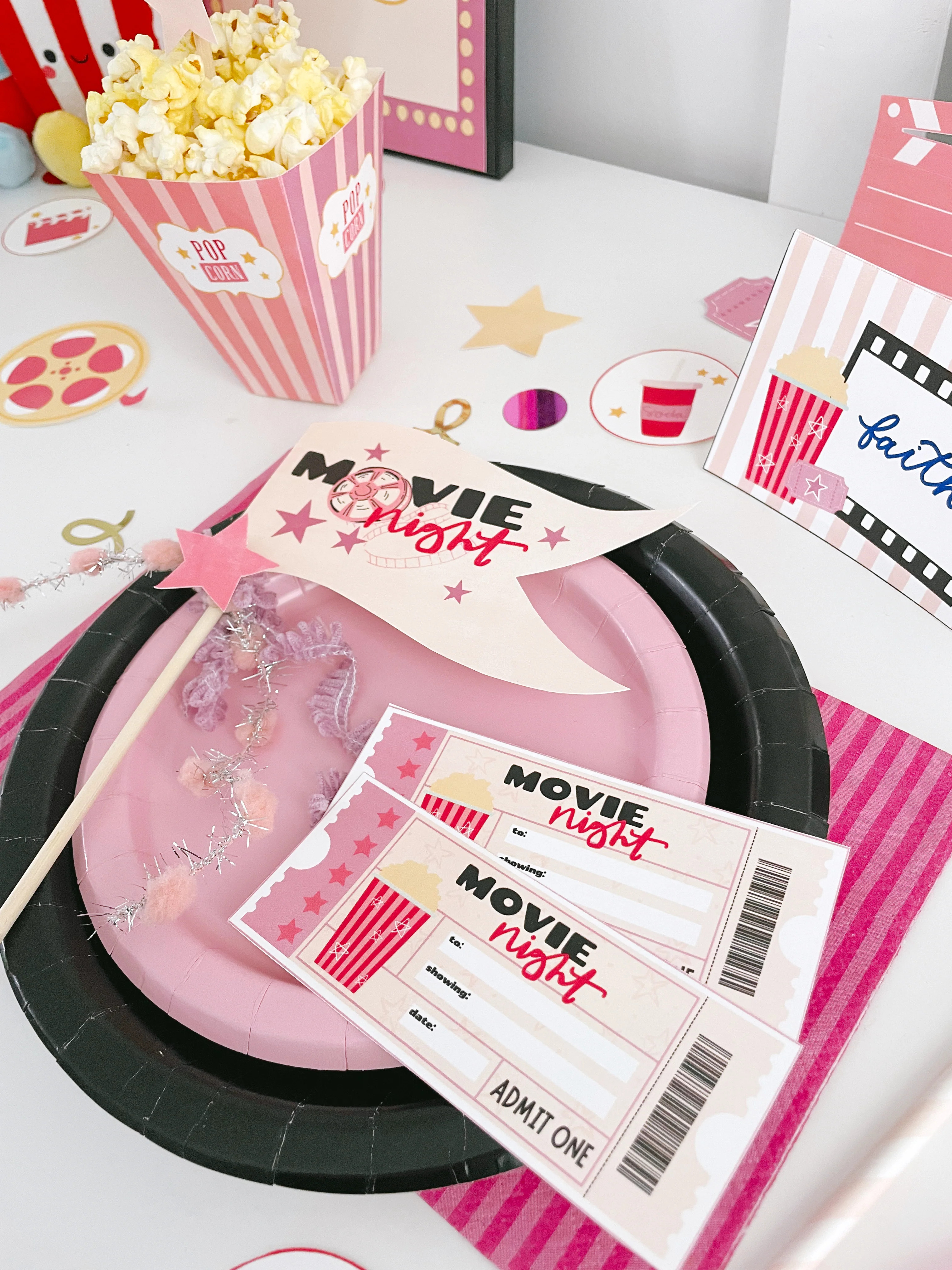 Movie Night PINK Bundle | Printable bundle | The Letter Vee