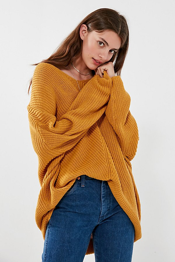 BDG Harper Knit High/Low Sweater - Yellow XS at Urban Outfitters | Urban Outfitters US