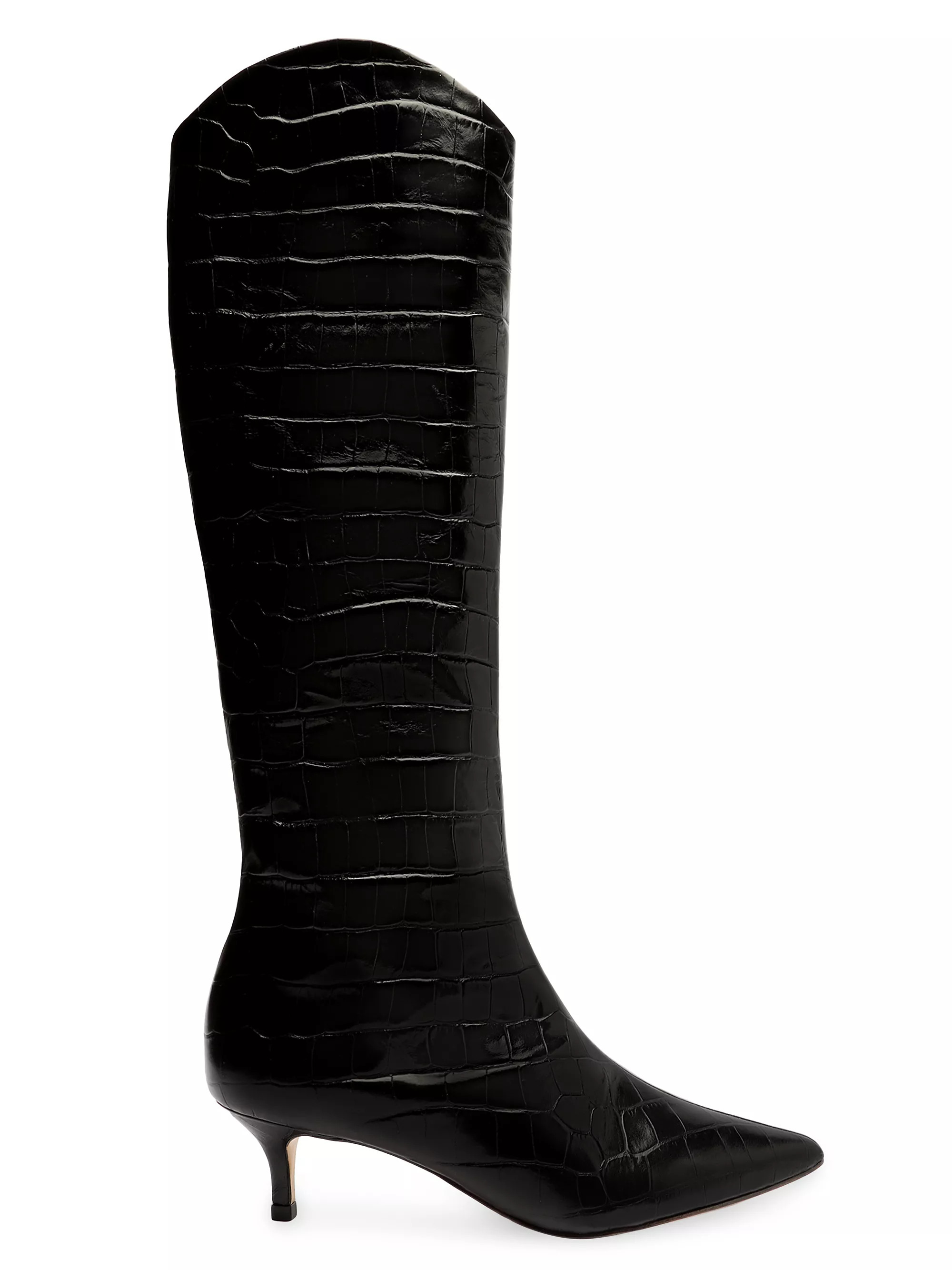 SchutzMaryana Crocodile-Embossed Leather Knee-High Boots | Saks Fifth Avenue