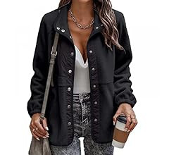 Comeon Womens Fleece Jacket Casual Long Sleeve Button Down Lapel Pocket Sherpa Fuzzy Shacket Oute... | Amazon (US)