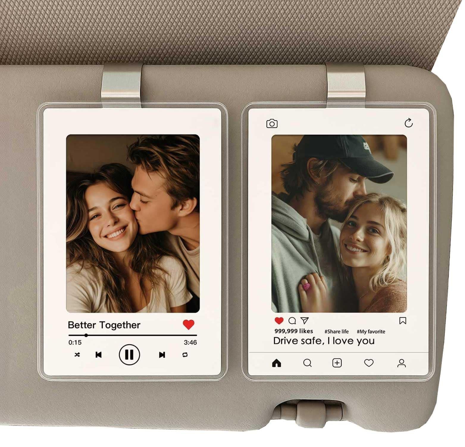 Valentine’s Day Gift for Him Her, 2 Pack Personalized Car Visor Photo Clip, Custom Couple Pictu... | Amazon (US)