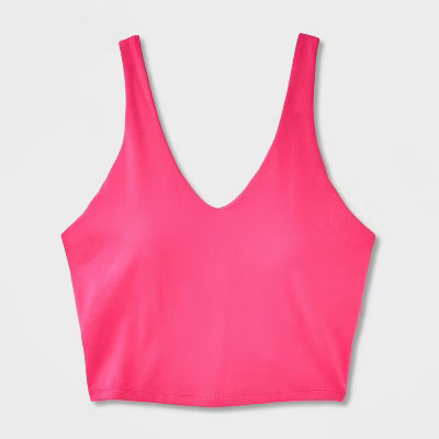Women's Flex Light Support V-Neck Cropped Sports Bra - All In Motion™ Berry Pink S | Target